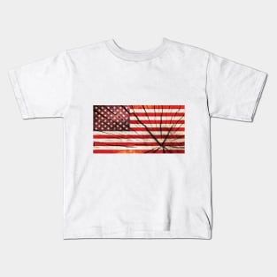 USA Flag American America United States - Tree Trunk Wood Kids T-Shirt